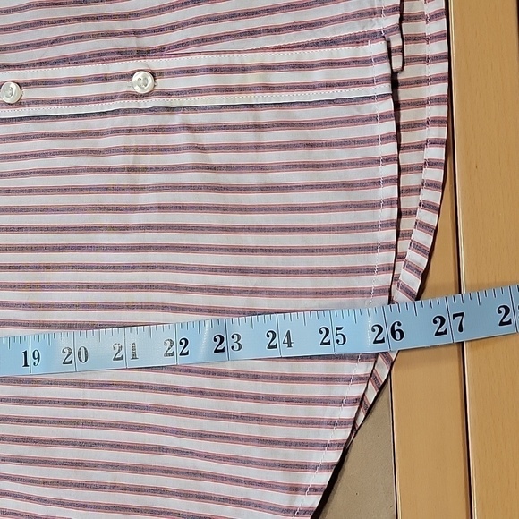 St. John's Bay Size M White with Faded Blue & Red Striped Button Down Shirt NEW - Picture 11 of 12
